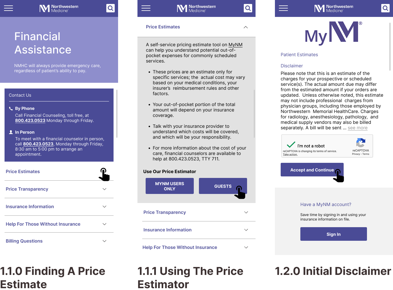Northwestern Medicine Mobile Wireframes