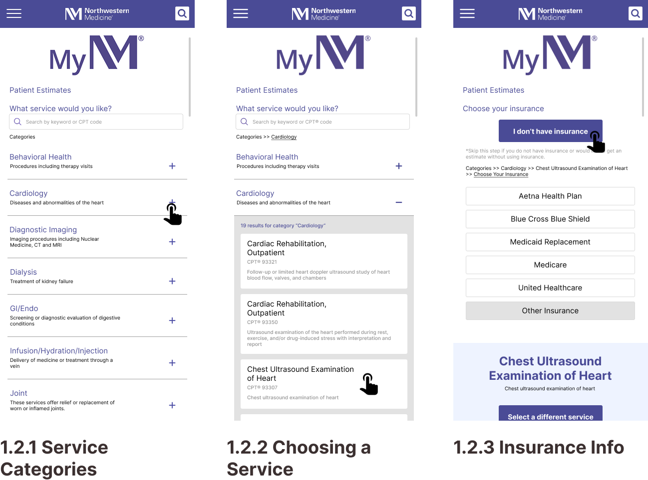 Northwestern Medicine Mobile Wireframes