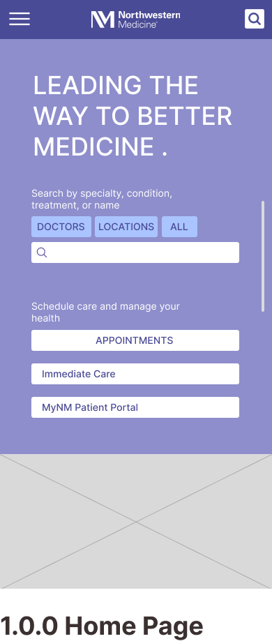 Northwestern Medicine Mobile Wireframes