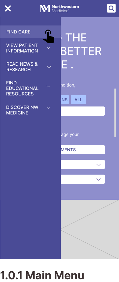 Northwestern Medicine Mobile Wireframes