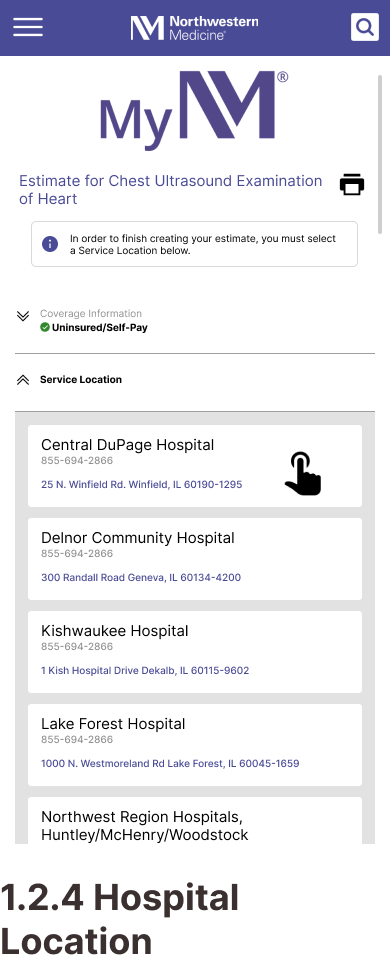 Northwestern Medicine Mobile Wireframes