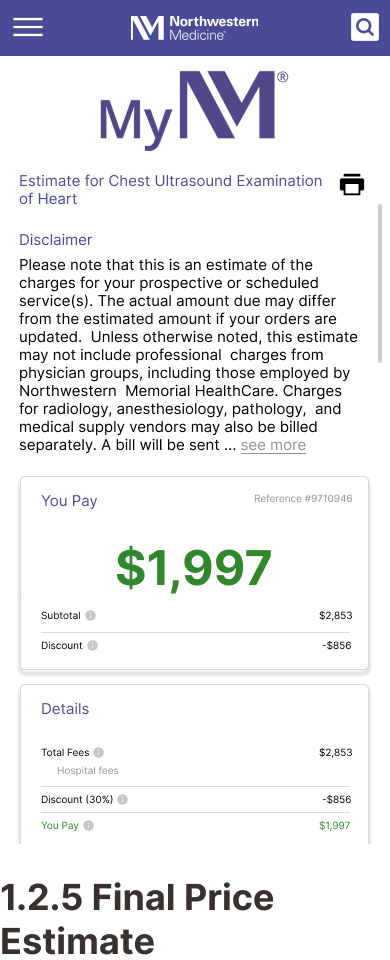 Northwestern Medicine Mobile Wireframes