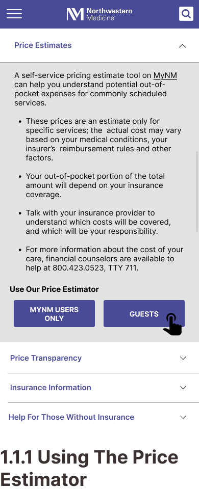 Northwestern Medicine Mobile Wireframes