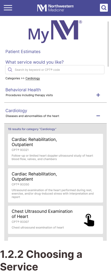 Northwestern Medicine Mobile Wireframes