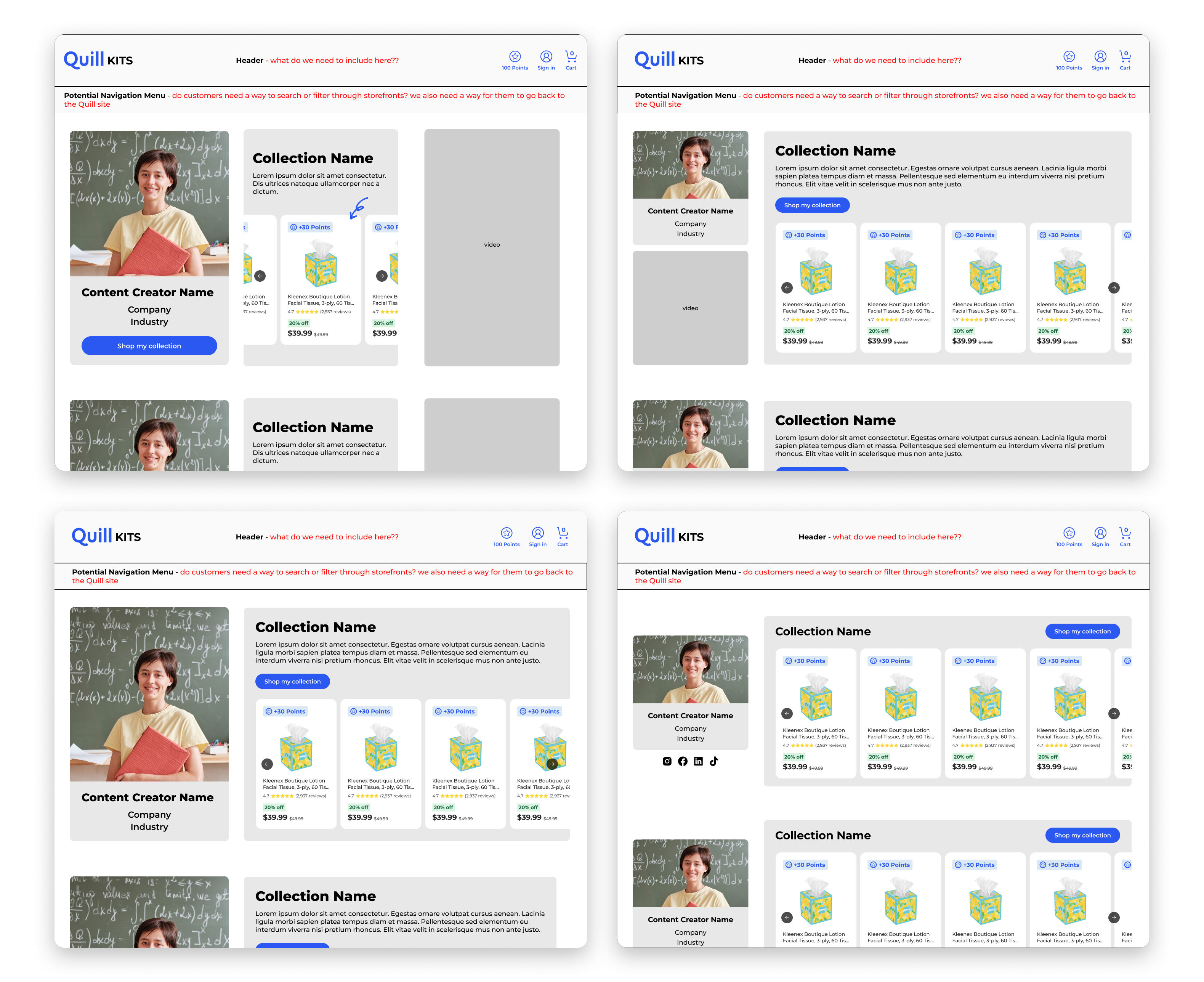 QuillKits wireframe iteration two