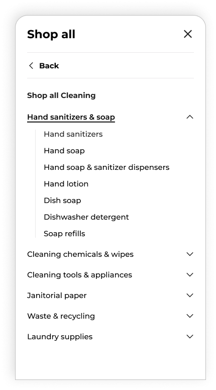 Redesigned Quill Shop All navigation